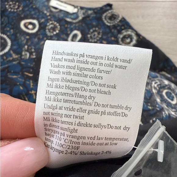 Munthe Blue and Black Patterned Silk Shirt Midi Dress - Picture 8 of 8